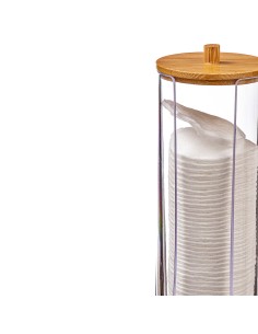 Dispensador para discos de algodon con tapa de bambu ø7,3 cm 2