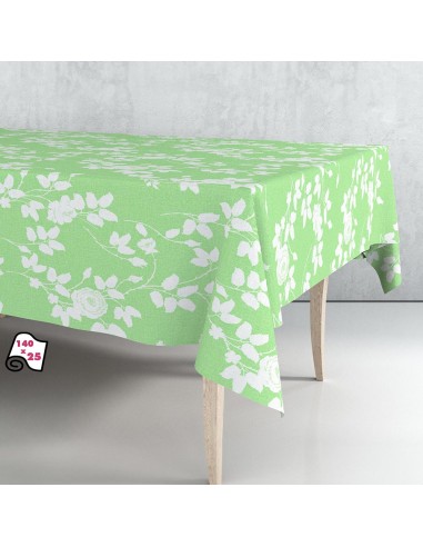 Rollo de hule mantel hojas verde claro 1,40 x 25 m