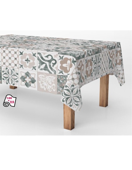 Rollo de hule antimanchas cerámica azul gris 1,40 x 25 m