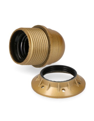 Portalámparas semiroscado e-27 + arandela dorado (envasado)