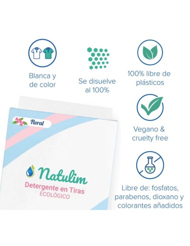 Detergente en tiras natulim floral 40 lavados