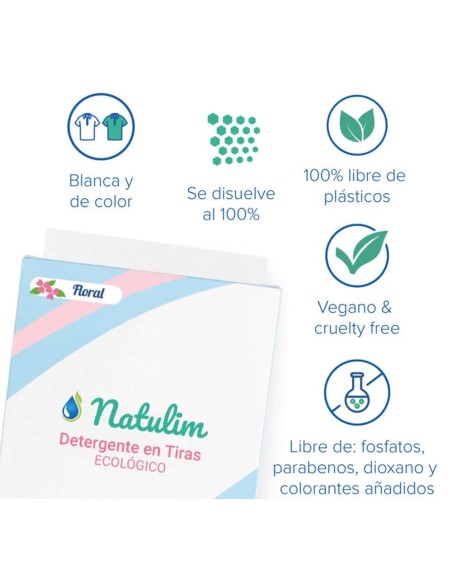 Detergente en tiras natulim floral 40 lavados