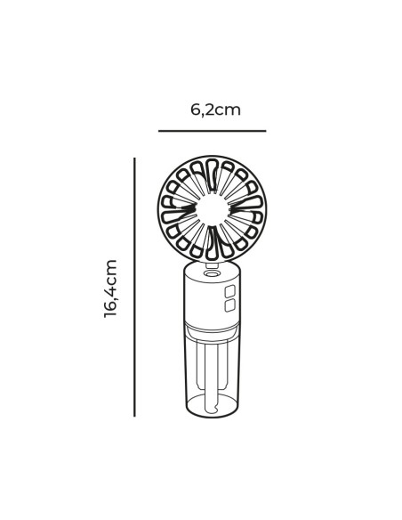Ventilador nebulizador recargable, 4 velocidades. 6,2 x 16,4 cm. colores surtidos