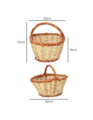 Cesta caña 30x22x15cm altura con asa 23cm