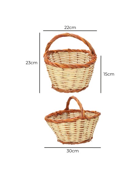 Cesta caña 30x22x15cm altura con asa 23cm