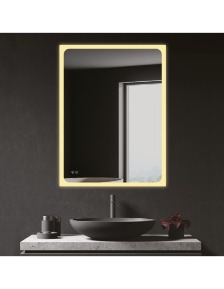 Espejo rectangular con led 20 w 80 x 60 cm