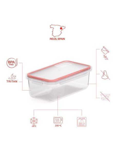 Fiambrera hermética transparente 750 ml