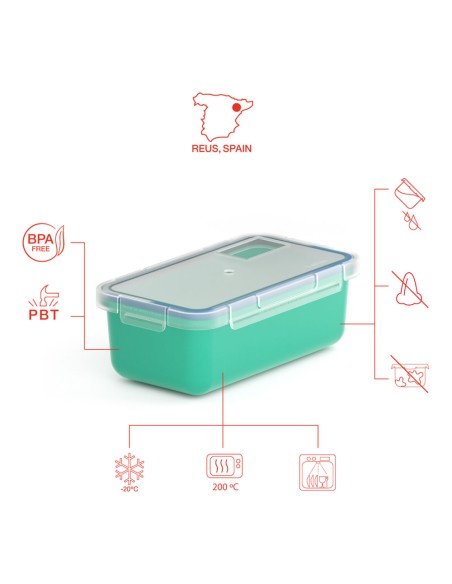 Fiambrera hermética turquesa 750 ml