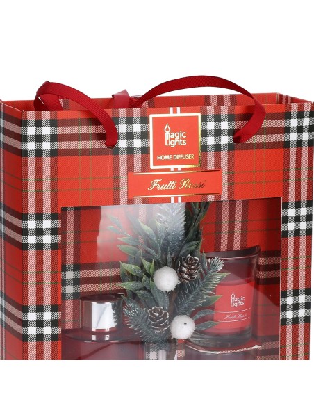 Estuche mikado difusor + 2 velas frutos rojos