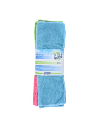 Bayeta microfibra colores surtidos 30 x 30 cm, 8 uds