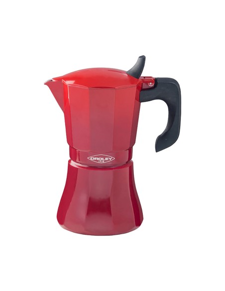 Cafetera petra roja de aluminio de 9 tazas