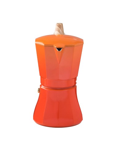 Cafetera petra naranja de aluminio de 9 tazas
