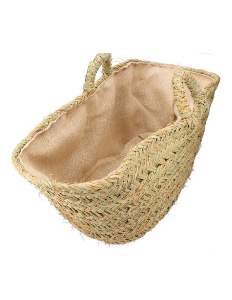 Capazo de esparto con forro para leña 60x35x45cm oval