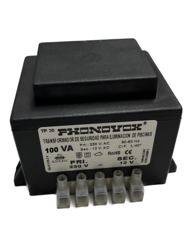 Transformador pool 100va 230/12v 50-60hz. ip-00 regleta tp31100 phonovox