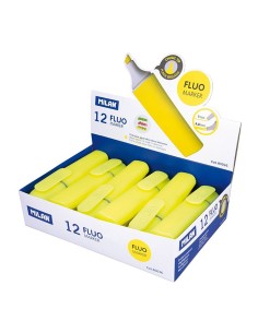 Marcadores fluorescentes color amarillo, caja de 12 uds