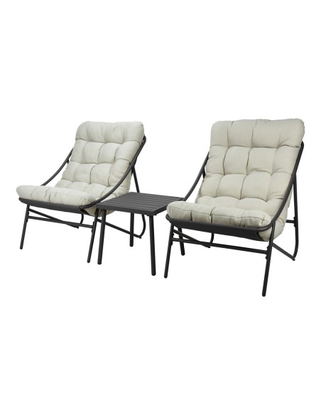 Conjunto jardin 3 piezas metal antracita + cojines.