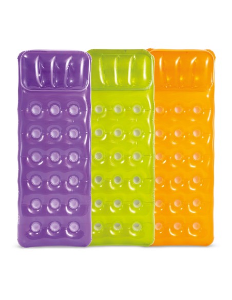 Colchoneta hinchable con reposacabeza, 188 x 71 cm, colores surtidos