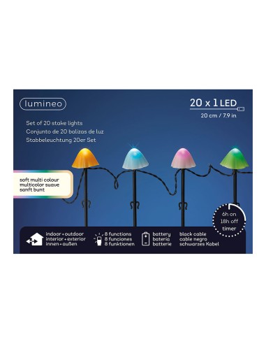 Estaca led con forma de seta multicolor con 8...