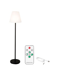 Lámpara de pie para exteior y interior recargable con mando a distancia color blanco y negro 150 cm