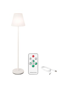 Lámpara de pie para exteior y interior recargable con mando a distancia color blanco 150 cm