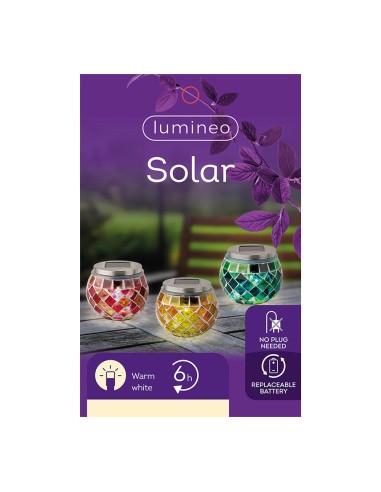 Lámpara solar diseño mosaico 9cm colores surtidos. 894596