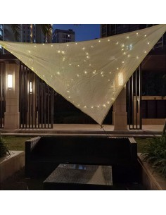 Toldo de ocultación con led solar color beige para exterior 3 x 3 x 3 m 2