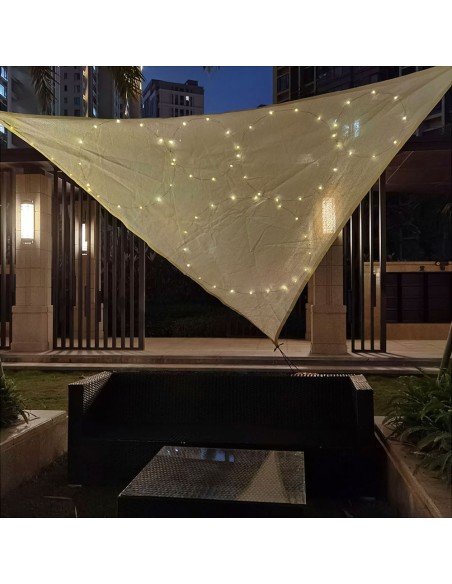 Toldo de ocultación con led solar color beige para exterior 3 x 3 x 3 m
