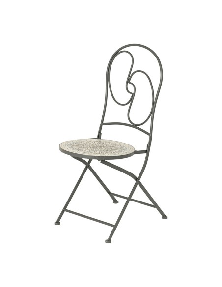 Silla metálica/mosaico bistro color negro para exterior 39 x 47 x 94 cm