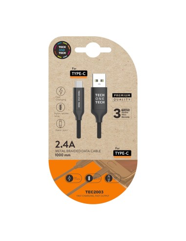 Cable nylon usb-a a usb-c 1m negro