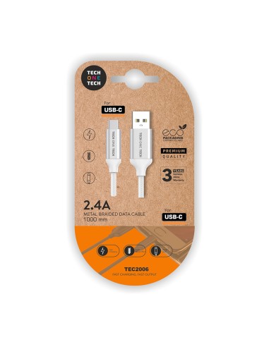 Cable nylon usb-a a usb-c 1m blanco