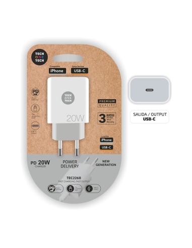 Cargador pd 20 w rápido usb-c blanco