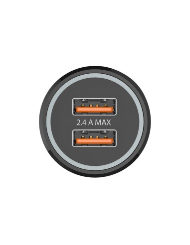 Cargador doble mechero coche negro 2,4a -12w...