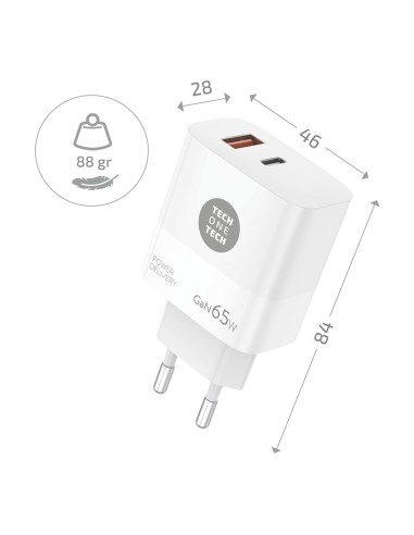 Cargador notebook/móvil 65w gan pd + cable 1,2m...