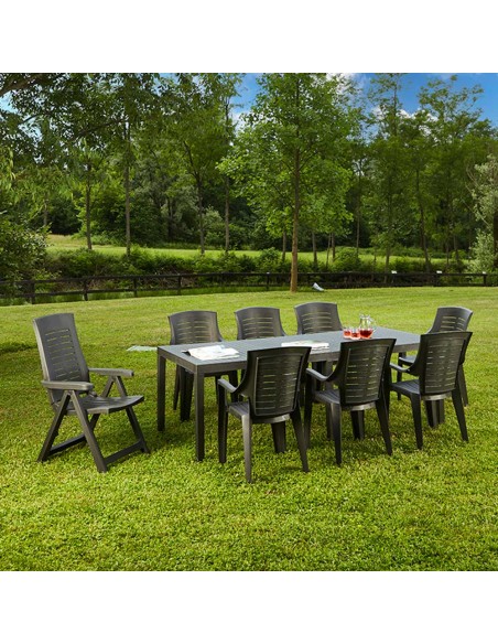 Mesa extensible color antracita para exterior 150 - 220 x 90 x 72 cm