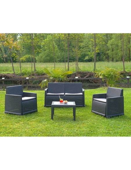 Conjunto jardin iseo 4 piezas antracita