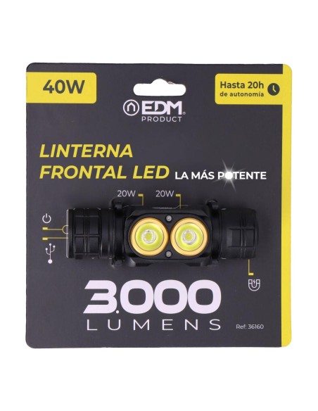 Linterna frontal 3.000lm edm