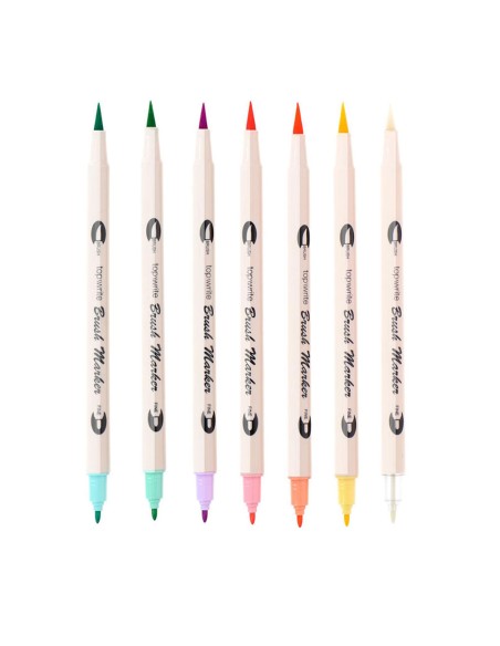 Rotuladores de doble punta ø1,2 x 18,5 cm colores surtidos, 7 uds