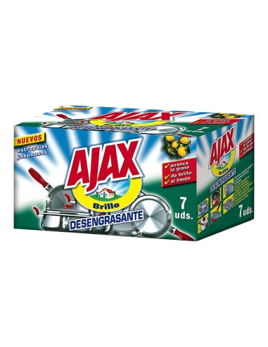 Estropajo jabonoso ajax desengrasante limón 7 uds