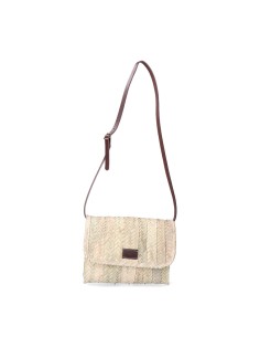 Bolso de palma lola con tapa y asa de piel. 2