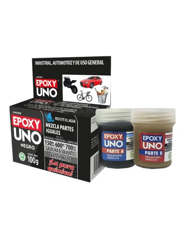 Adhesivo epoxy general negro 100gr unon98 fusion epoxy black label