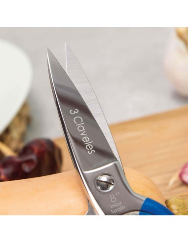 Tijera cocina varios usos inox me. 8" d 3 claveles