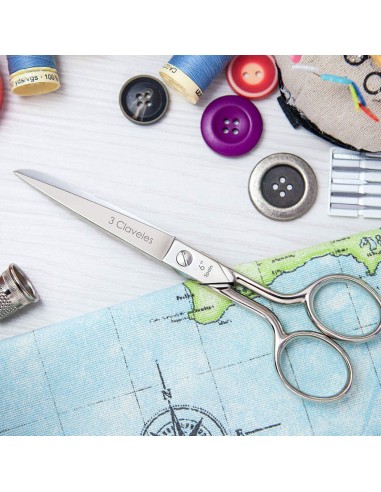 Tijera costura castellana 6" b 3 claveles