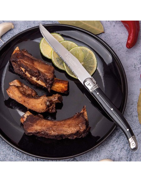 Set 4 cuchillos chuleteros bistro 11.5 cm - 4.5" d 3 claveles