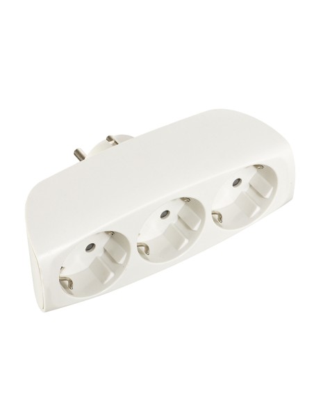 Adaptador triple 2p+t, 16a 250v~ entrada frontal, blanco (retractilado)
