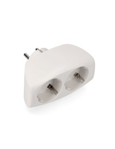 Adaptador doble 2p+t, 16a 250v~ entrada frontal, blanco (retractilado)