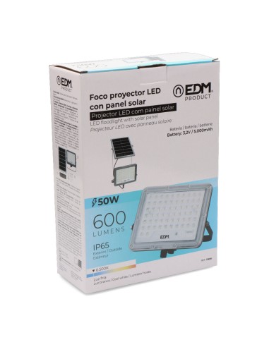 Foco proyector solar slim 50w 600lm 6.500k