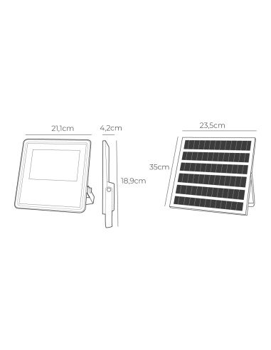 Foco proyector solar slim 100w 1.200lm 6.500k