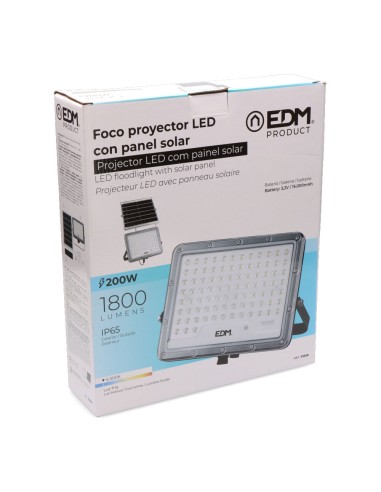 Foco proyector solar slim 200w 1.800lm 6.500k