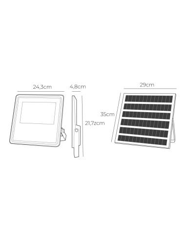 Foco proyector solar slim 200w 1.800lm 6.500k
