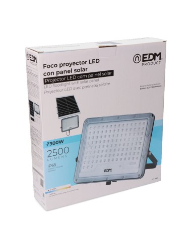 Foco proyector solar slim 300w 2.500lm 6.500k